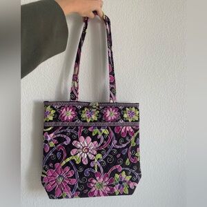 Vera Bradley Shoulder Tote Bag Loop Toggle Closure in Purple Punch